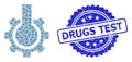 Rubber Drugs Test Seal and Recursive Chemical Industry Icon Collage