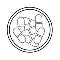 Drugs vector icon. tablets illustration sign. medicines symbol. virus logo.