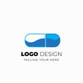 Drugstore Pharmacy blue and white Pill Logo Icon