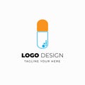 Drugstore Pharmacy blue and yellow Pill Logo Icon