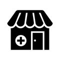 Drugstore, pharmacy icon. Black vector graphics