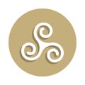 Druidism Triple spiral sign icon in badge style. One of religion symbol collection icon can be used for UI, UX