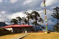 Druk Wangyal Cafe near The 108 memorial chortens or stupas known as Druk Wangyal Chortens at the Dochula pass, Bhutan Royalty Free Stock Photo