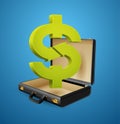 Business suitcase - finance concept - Dollar sign businessman briefcase Royalty Free Stock Photo