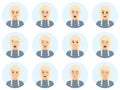 Attractive blond woman with different facial expressions. Vector cartoon avatar icon set on white background - flat design illustr Royalty Free Stock Photo