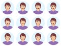 Avatars with emotions. Set of male emoji characters. Isolated boys avatars with different facial expressions. Vector illustration. Royalty Free Stock Photo