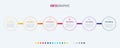 Timeline infographic design vector. 6 steps, rounded workflow layout. Vector infographic timeline template. Royalty Free Stock Photo