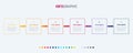 Timeline infographic design vector. 6 steps, square workflow layout. Vector infographic timeline template. Royalty Free Stock Photo
