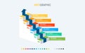 Infographic template. 6 colorful options. Stairs infographic. Design with beautiful colors. Vector timeline elements for presentat