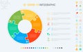 Coronavirus modular infographic template with 6 steps. Covid-19 colorful diagram, timeline and schedule isolated on light backgrou