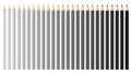 Black and white pencils, crayons set, back to school. Black and white spectrum vector pencils and crayons isolated on white backgr Royalty Free Stock Photo