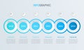 Abstract business circle infographic template with 6 steps. Blue diagram, timeline and schedule isolated on light background.