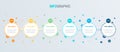 Infographic template. 6 options circle design with beautiful colors. Vector timeline elements for presentations.