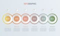 Abstract business circle infographic template in vintage colors with 6 steps. Colorful diagram, timeline and schedule isolated on Royalty Free Stock Photo