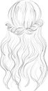 Elegant Bridal Hair Style Line Art Illustration. Romantic Wedding Hairstyle Drawing Royalty Free Stock Photo