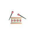 drum with chopsticks colored icon. Element of colored circus icon for mobile concept and web apps. Color drum with chopsticks icon Royalty Free Stock Photo