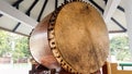 drum closeup photo. The drum is a percussion instrument commonly used by Muslims