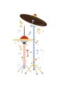 Drum cymbals flat vector illustration