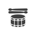 Drum and drumstick vector icon Royalty Free Stock Photo