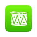 Drum and drumsticks icon digital green Royalty Free Stock Photo