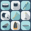 Drum flat icons. Vector