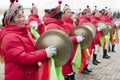 Drum and gong playing on happy moment Royalty Free Stock Photo