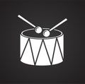 Drum icon on black background for graphic and web design, Modern simple vector sign. Internet concept. Trendy symbol for website