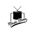 Drum icon. Music store logo emblem label. Musical instrument. Vector.