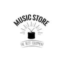Drum icon. Music store logotype label emblem. Vector illustration.