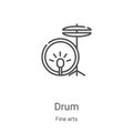 drum icon vector from fine arts collection. Thin line drum outline icon vector illustration. Linear symbol for use on web and