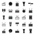 Drum icons set simple vector. Instrument music Royalty Free Stock Photo