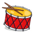 Snare drum with drumsticks illustration isolated on white background