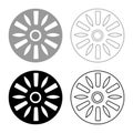 Drum industry circle round set icon grey black color vector illustration image solid fill outline contour line thin flat style Royalty Free Stock Photo