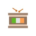 Drum, Instrument, Irish, Parade  Flat Color Icon. Vector icon banner Template Royalty Free Stock Photo