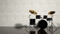 Drum kit on a beautiful beige background