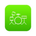 Drum kit icon digital green Royalty Free Stock Photo