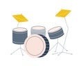 Drum kit. Musical instruments silhouette. Vector illustration. Royalty Free Stock Photo