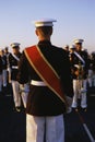 Drum major leading military band Royalty Free Stock Photo