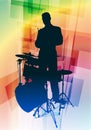Drum Musician on Abstract Background