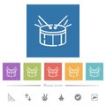 Drum outline flat white icons in square backgrounds