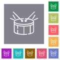 Drum outline square flat icons