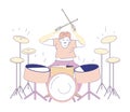 Drum player rock band musician isolated character