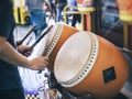 Drum player Traditional style Japan entertainment Festival event Royalty Free Stock Photo