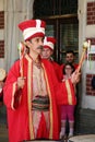 Drum player in traditional Turkish costume