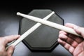 Drum practice pad with drumsticks Royalty Free Stock Photo