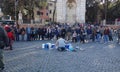 Drum session in Trilussa square in Rome