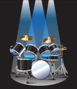 Drum set background blue lighting Royalty Free Stock Photo