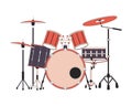 Drum set 2D linear cartoon object Royalty Free Stock Photo