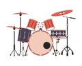 Drum set 2D linear cartoon object