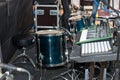 Drum set on an empty stage Royalty Free Stock Photo